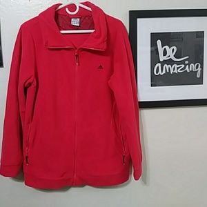 Adidas fleece full zip up red/orange jacket XL